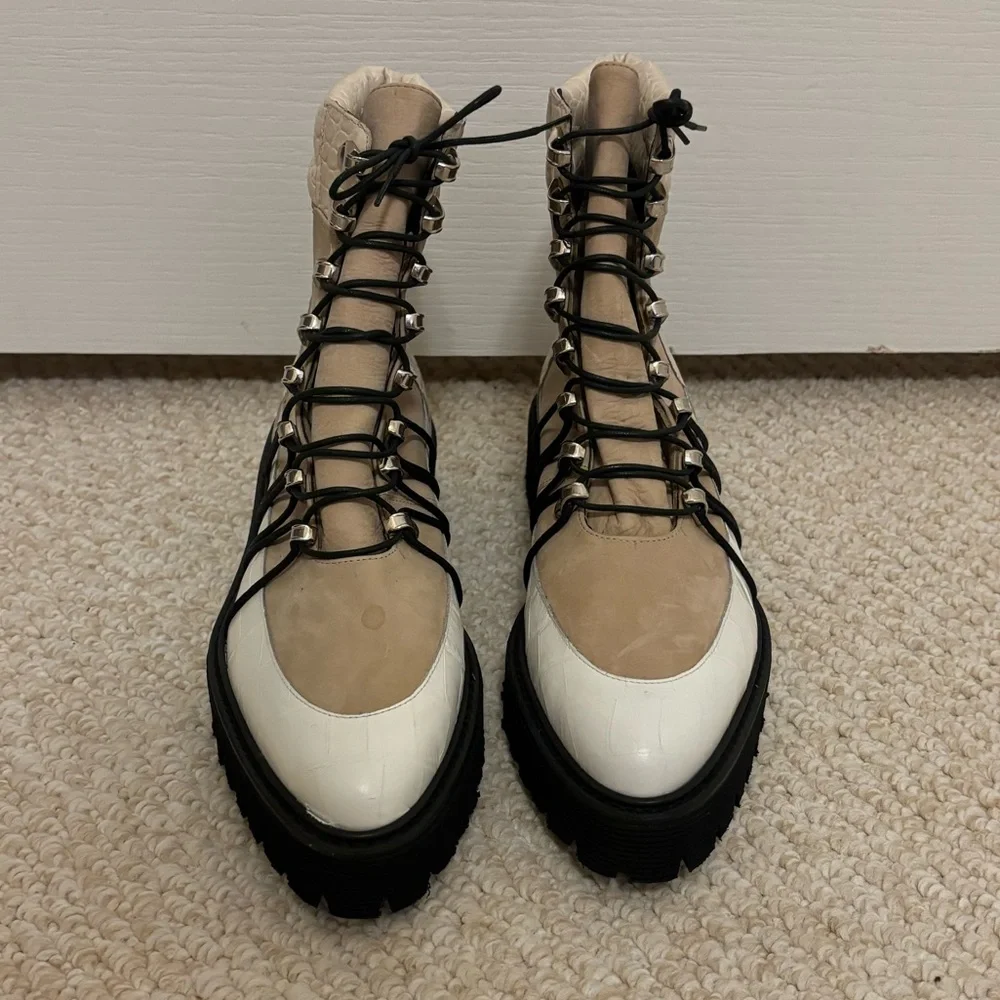 Freda Salvador Claudia Lace-Up Boots in Khaki - Picture 5 of 11